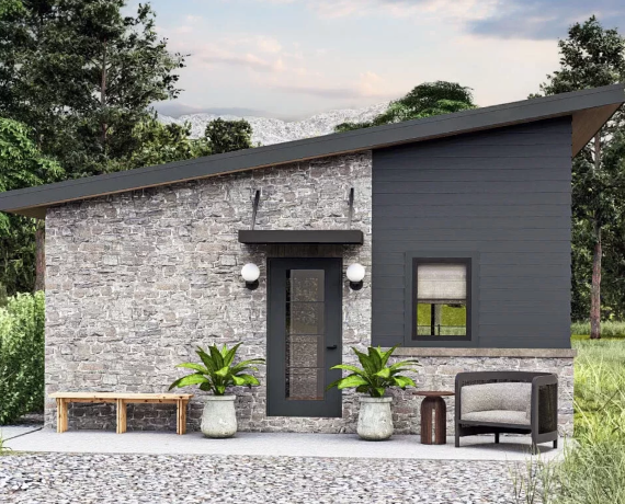 Modern 1-Bed ADU Cottage House Plan