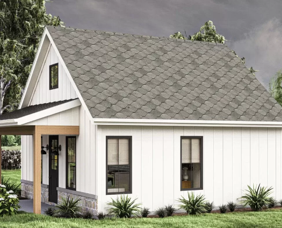 1-Bed ADU House Plan with Cathedral Ceilings