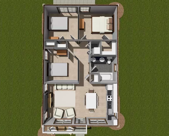 Bed ADU Cottage House Plan with Rental Property Potential
