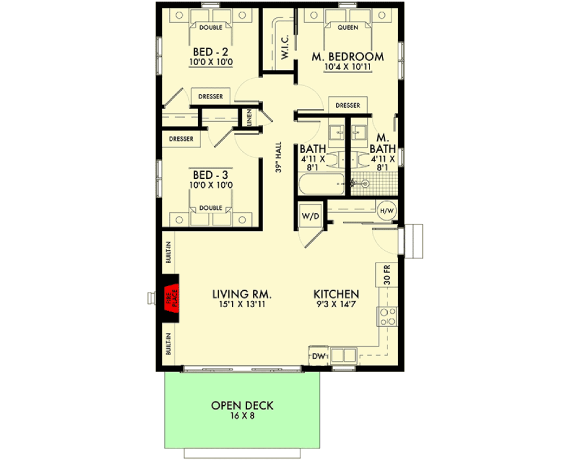Economical 3-Bed New American Cottage with Large Deck